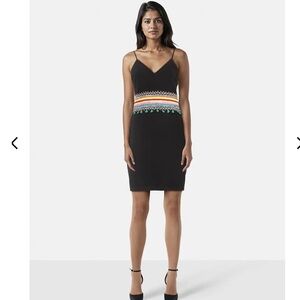 Alice + Olivia Loralee Black Dress with Colorful Embroidery